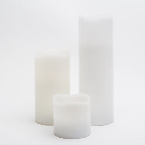 richland led wavy top pillar candles 3 x3 3 x6 3 x9 white set of 3