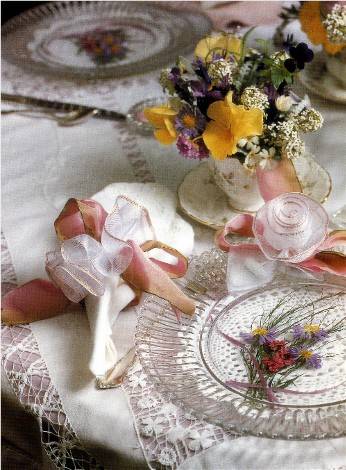 DIY: Wedding Shower Luncheon Ribbon Napkin Rings & Pressed Flower Plates