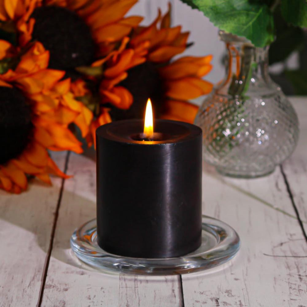 Richland Pillar Candles 3"x3" Black Set of 24