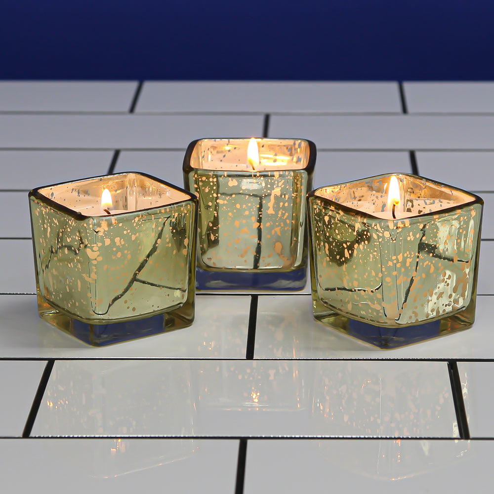 Richland Metallic Gold Mercury Square Votive Holder - view 3