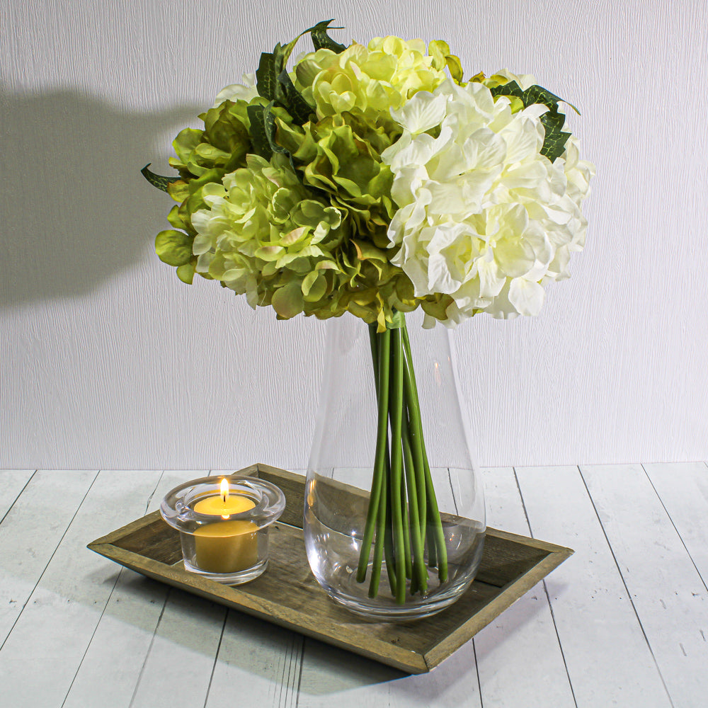 cream green hydrangea bouquet