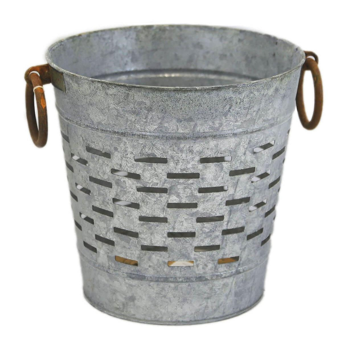 Tuscan 9" Olive Bucket  with Copper Ring Handles