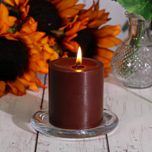 2 of 4: Richland Pillar Candles 3"x3" Brown Set of 24