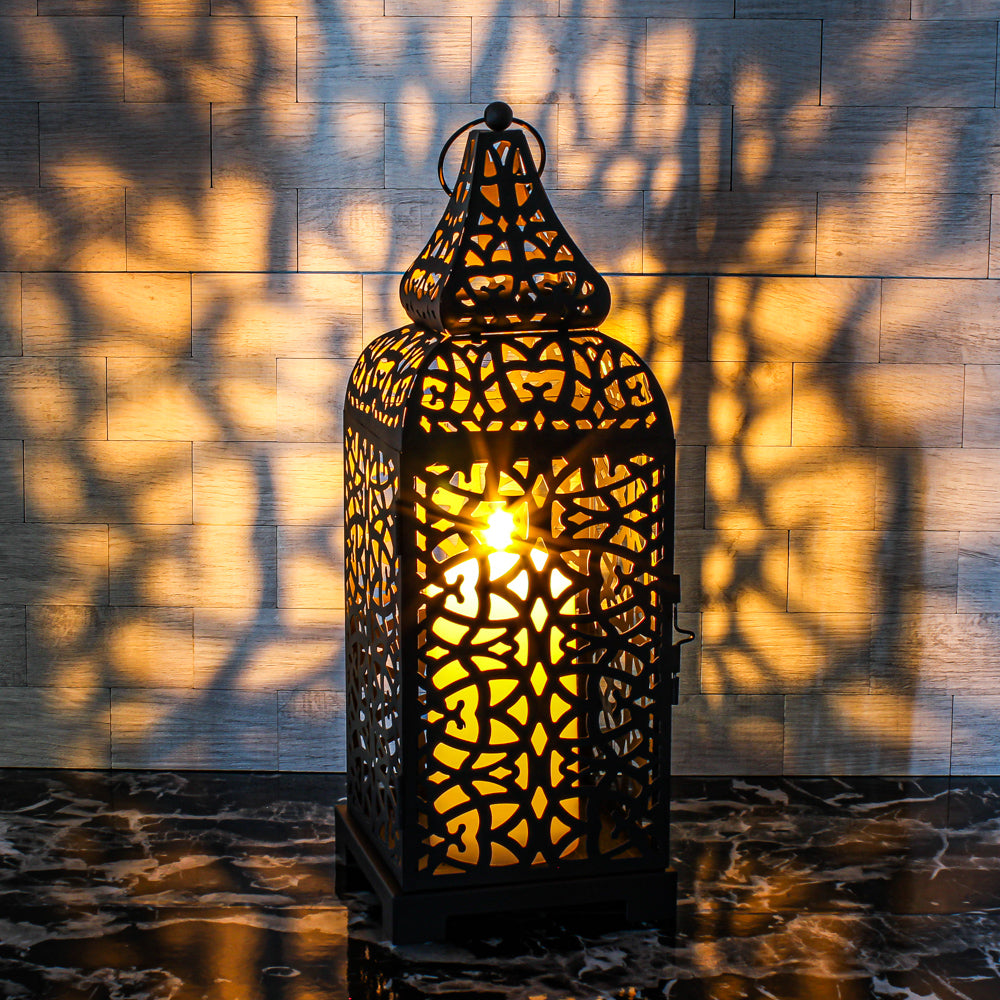 Richland Black Moroccan Temple Metal Lantern - Save-On-Crafts