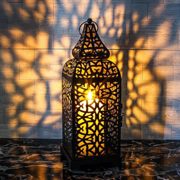 Richland Black Moroccan Temple Metal Lantern - Save-On-Crafts