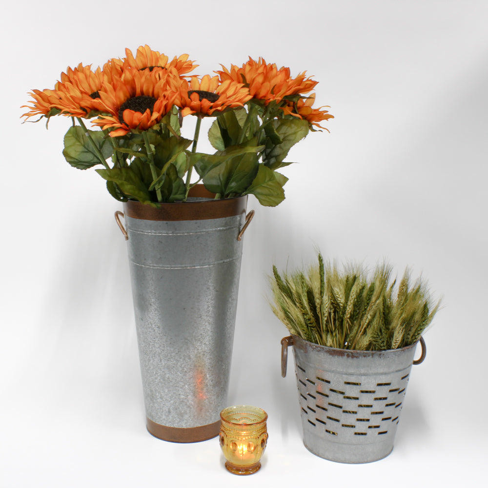 Two Tone 18" French Flower Market Bucket with Handles - view 2