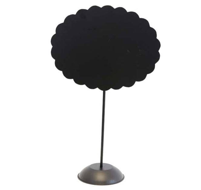 Scalloped Metal Chalkboard with Stand Oval 21"