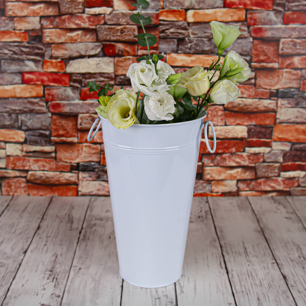 11" White Flower Market Buckets with handles SaveOnCrafts