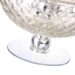 Glass Pedestal Bowl 12" x 7.5" Silver Mercury