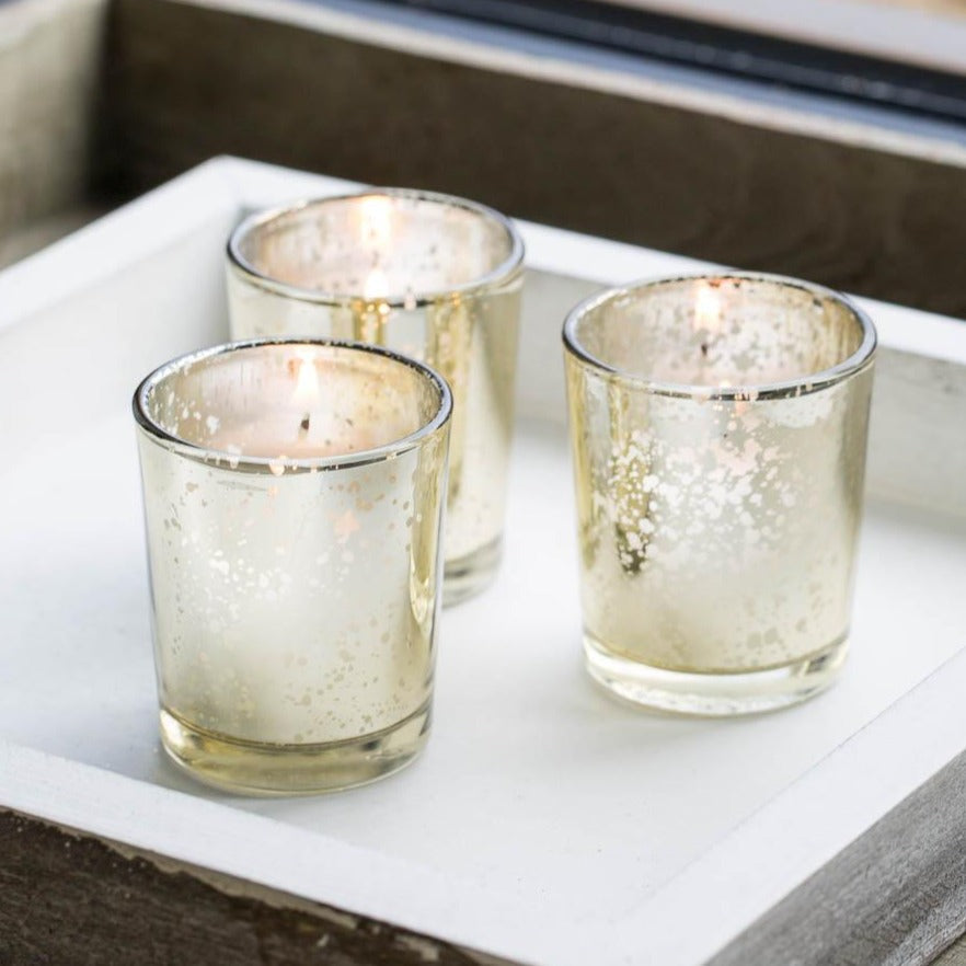 Richland Votive Candles & Mercury Votive Holders Set of 12