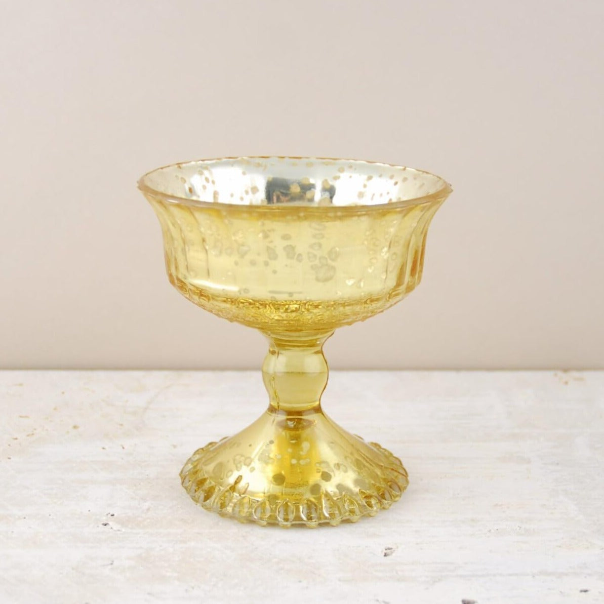 Mercury Glass Compote Gold 4.5in