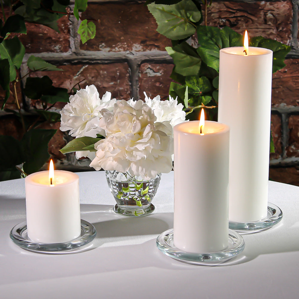 Richland Pillar Candles 3"x3", 3"x6" & 3"x9" White Set of 36