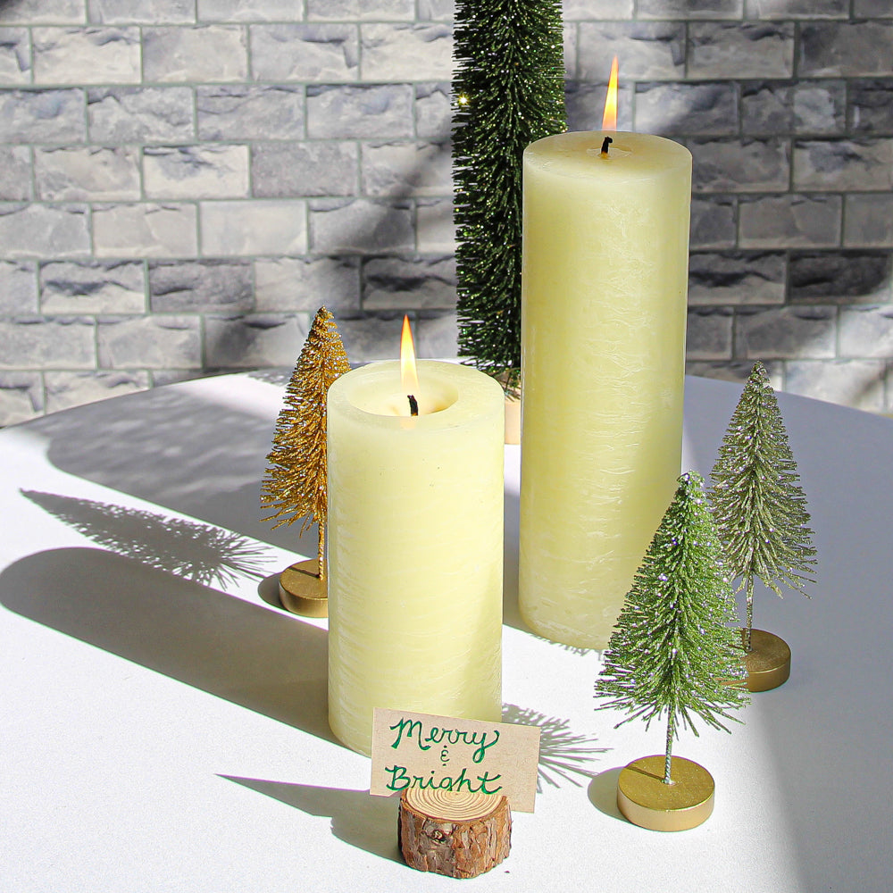 Richland Rustic Pillar Candle 3"x 6" Ivory Set of 6