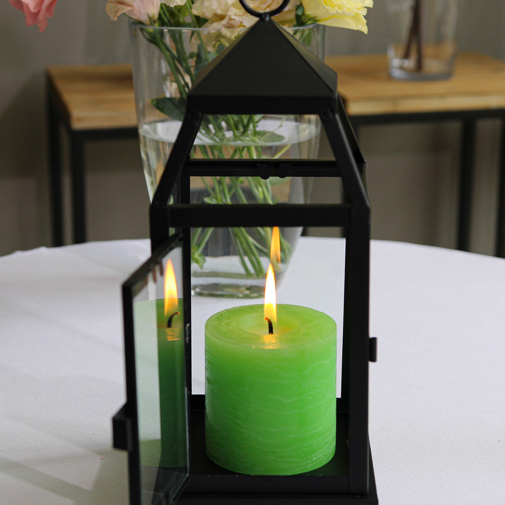 Richland Black Contemporary Metal Lantern with Clear Glasses - Small - view 3