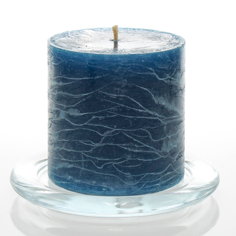 Richland Rustic Pillar Candle 3"x 3" Navy Blue