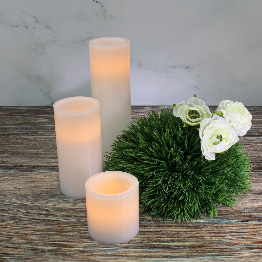 Richland Flameless LED Pillar Candles 3"x3", 3"x6" & 3"x9" White - view 3