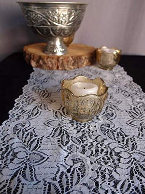 White English Lace Design Table Runner 12" x 108"