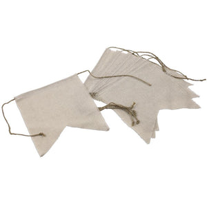 Pack of 6 Swallow Tail Linen Pennants 8x9, Twine Ends