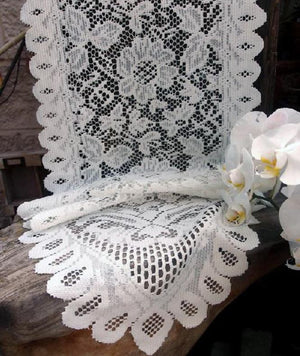 Floral Lace Table Runner Ivory 13" x 96"