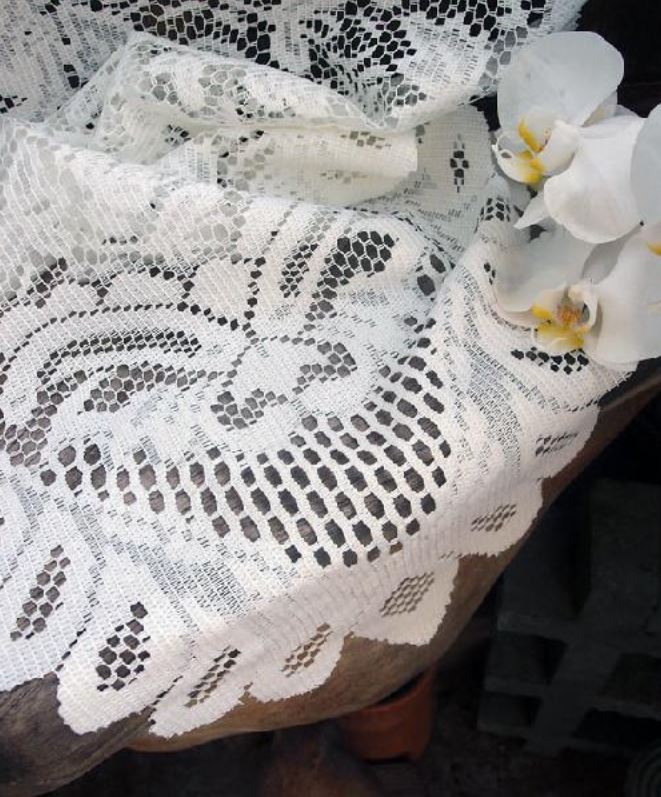 Floral Lace Table Runner Ivory 13" x 120" - view 3