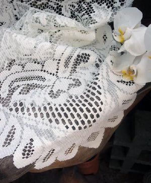 Floral Lace Table Runner Ivory 13" x 120"