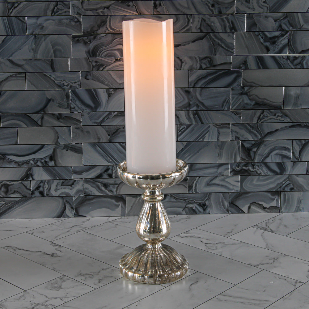 Richland Flameless LED Wavy Top Pillar Candle White 3"x9" - view 2