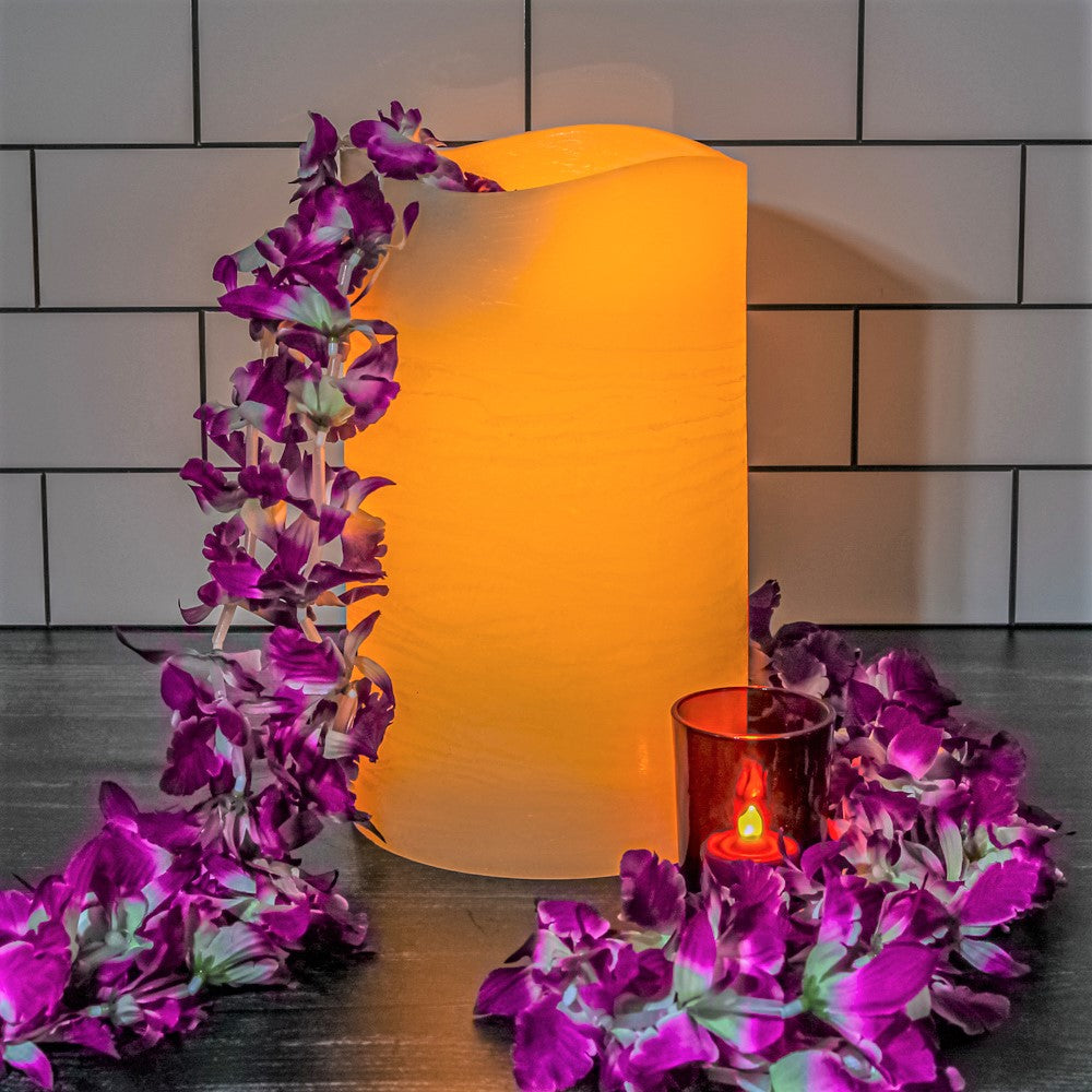 Purple Orchid Flower Leis Set of 12 - view 3