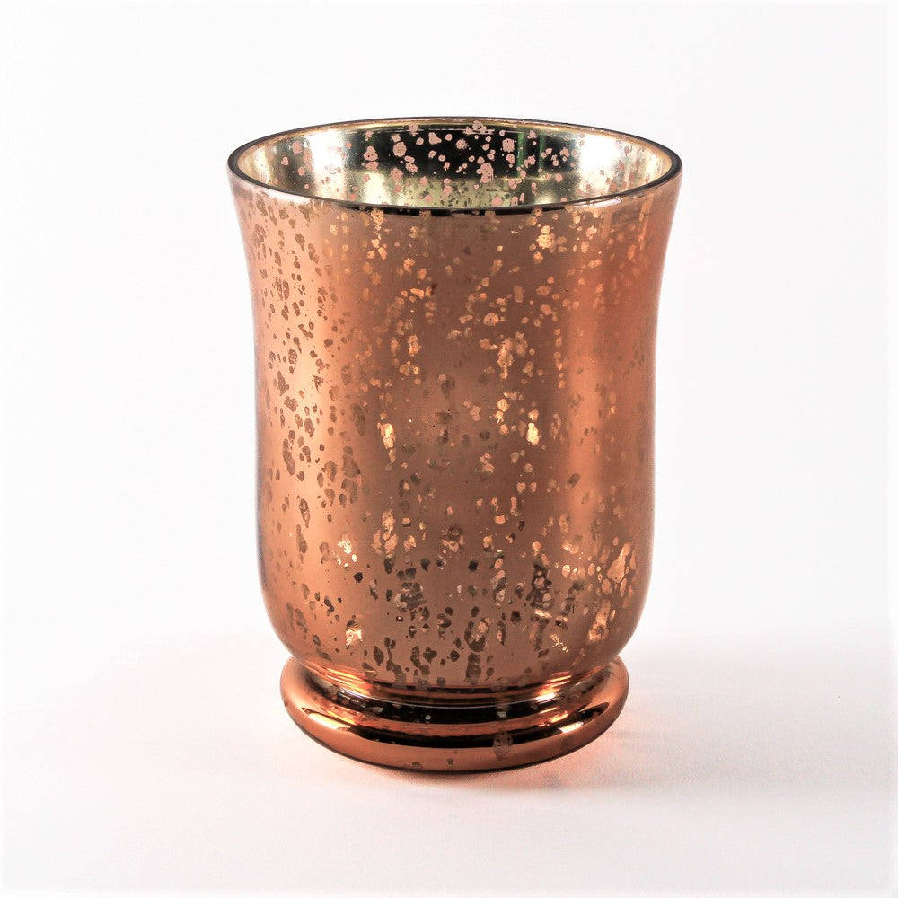 Rose Gold Mercury Glass Hurricane Vase & Candle Holder 6"