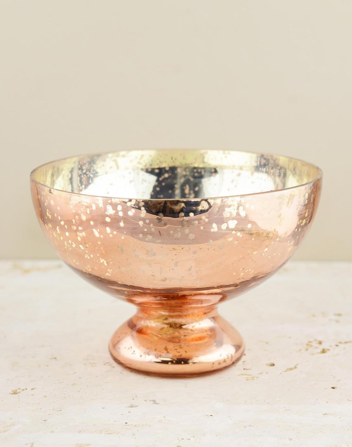 Mercury Glass Compote Bowl Rose Gold 7" x 5"