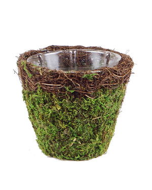 Moss and Wicker Planter Round 5"