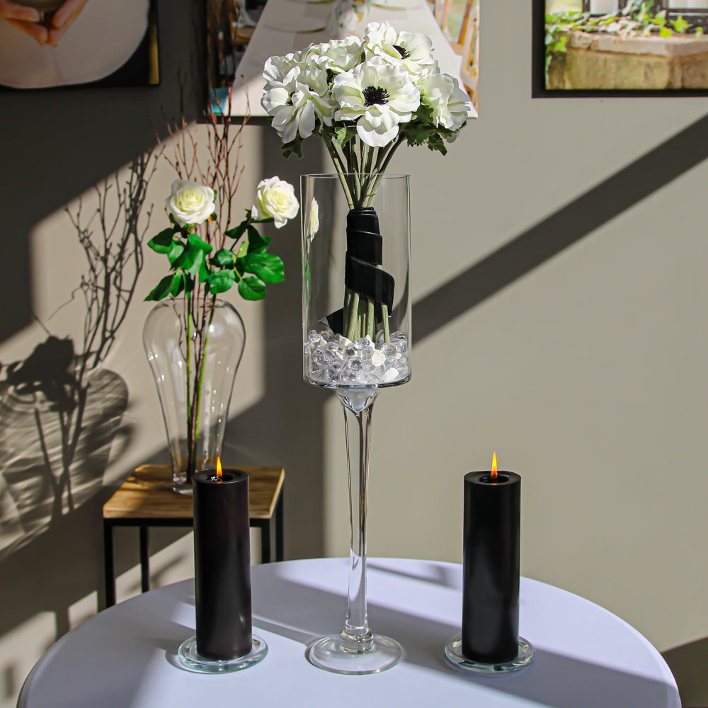 Pedestal Vase Thick Glass 24 Inch