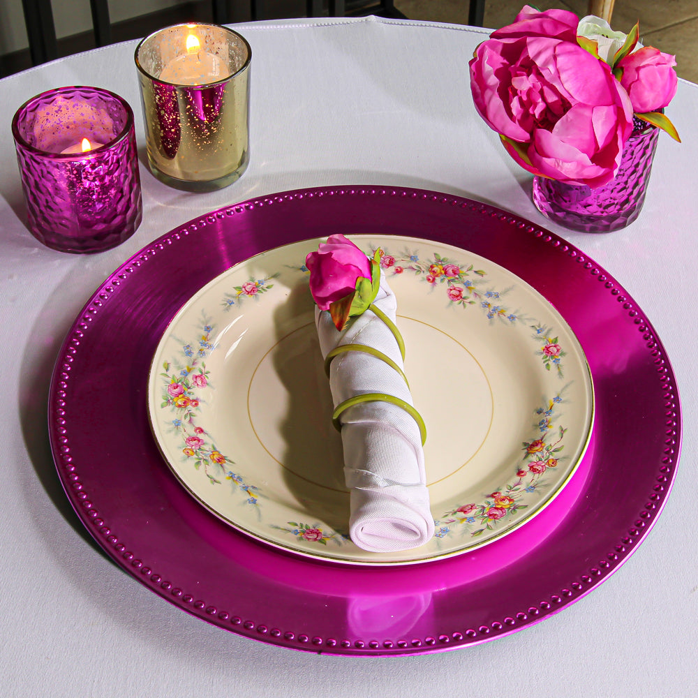 Richland Beaded Charger Plate 13" Fuchsia Set of 12