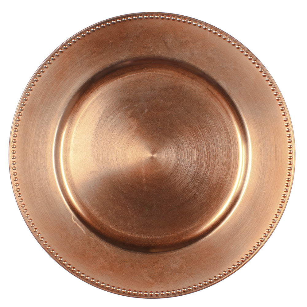 Richland Beaded Charger Plate 13" Copper Set of 12
