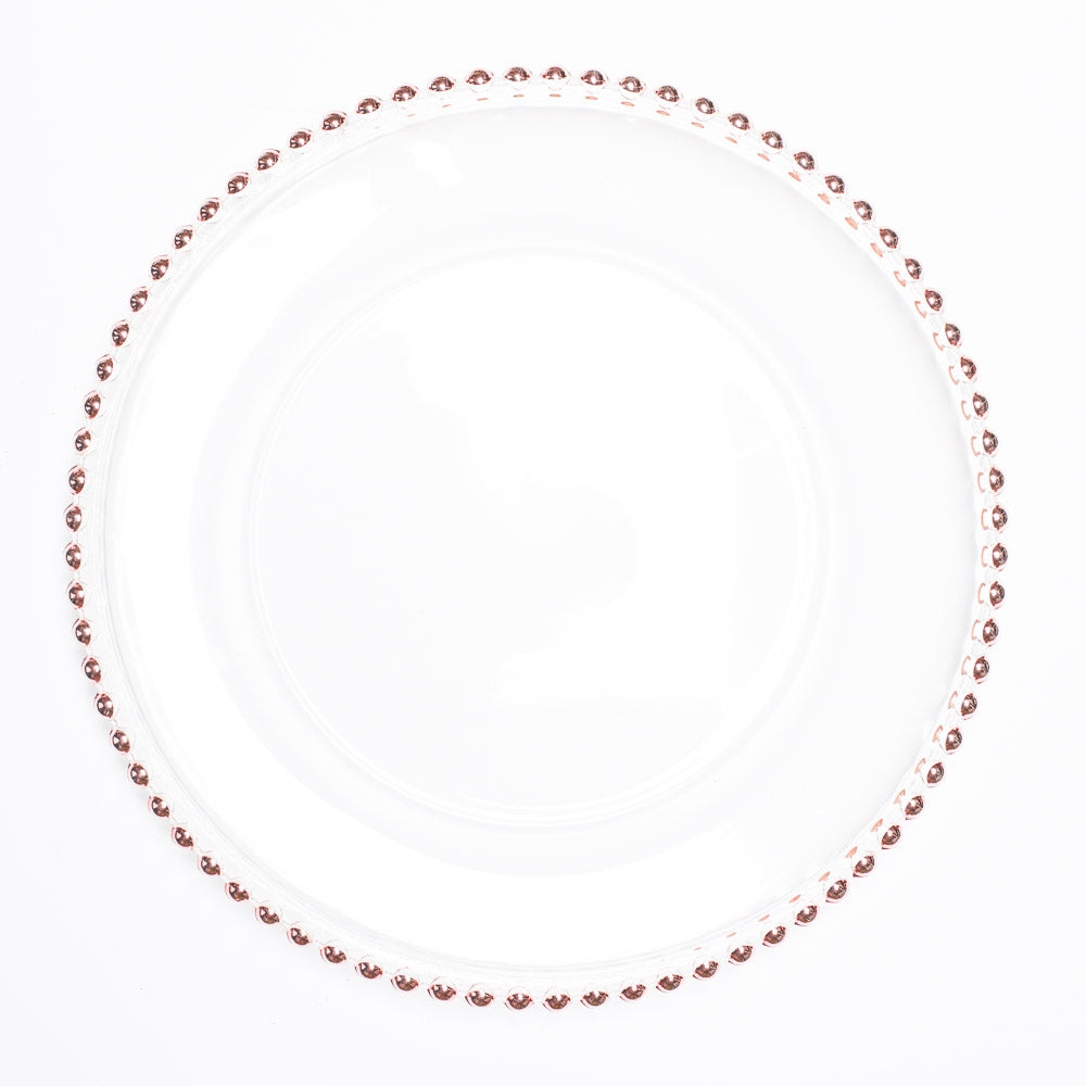 richland 13 rose gold beaded glass charger plate set of 12 - view 1