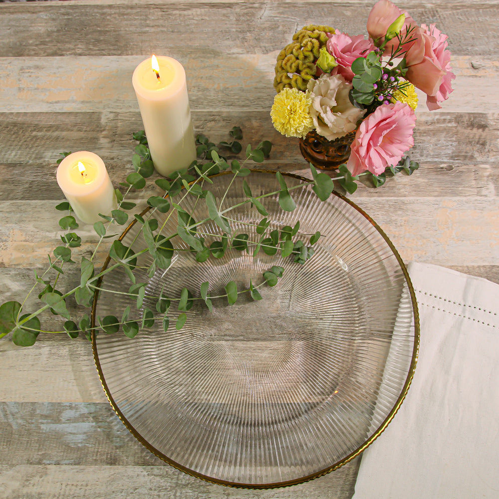 Richland 13" Gold Rim Glass Charger Plate Set of 12 - view 3