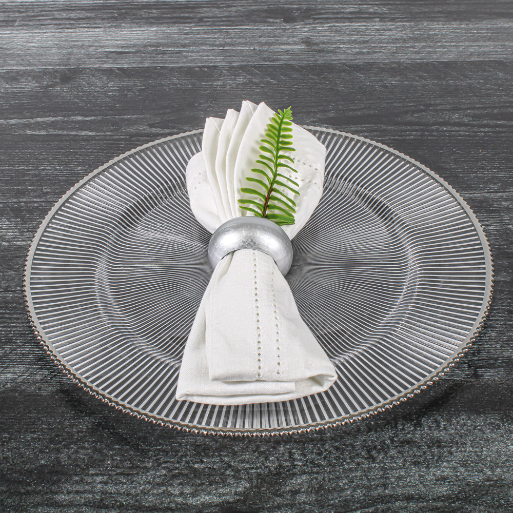 Richland 13" Silver Rim Glass Charger Plate - view 1