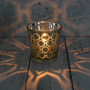 Richland Gold Hexagonal Glass Holder - Medium