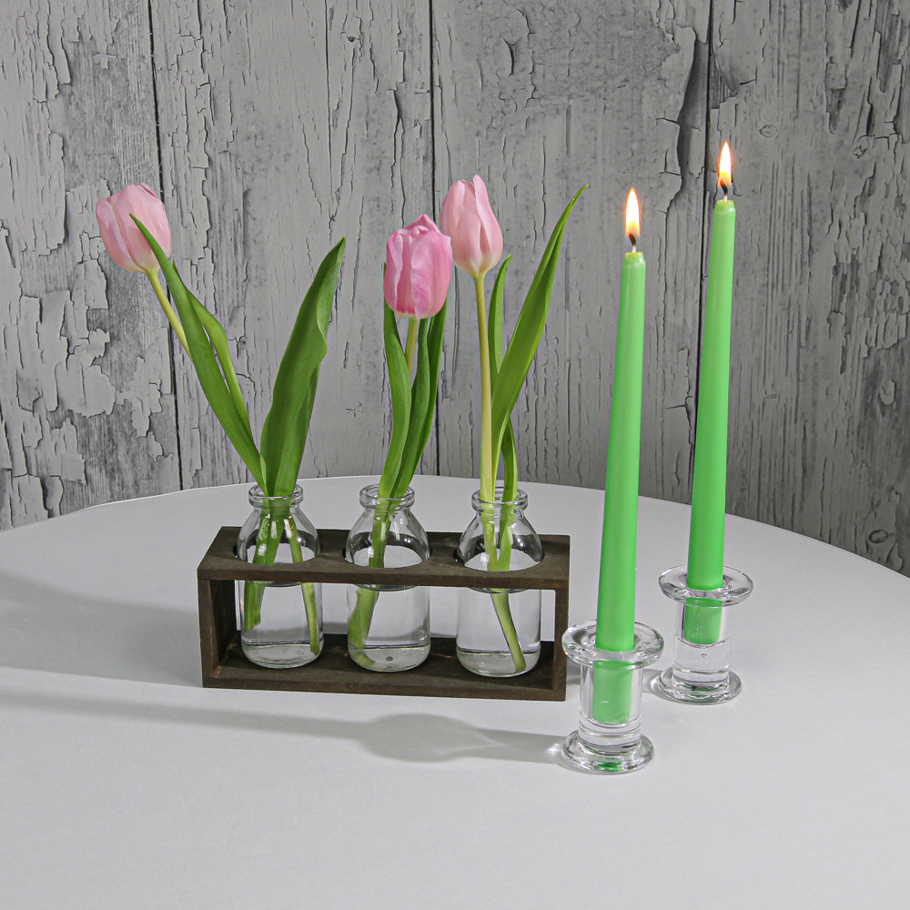 Richland Vintage Milk Bottle Vases With Wooden Stand - view 2