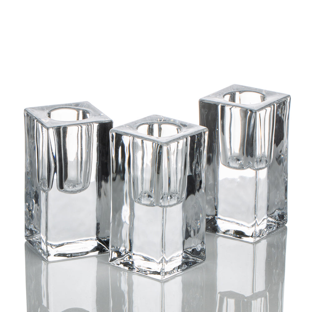 richland square glass taper candle holder 3 set of 6 - view 1