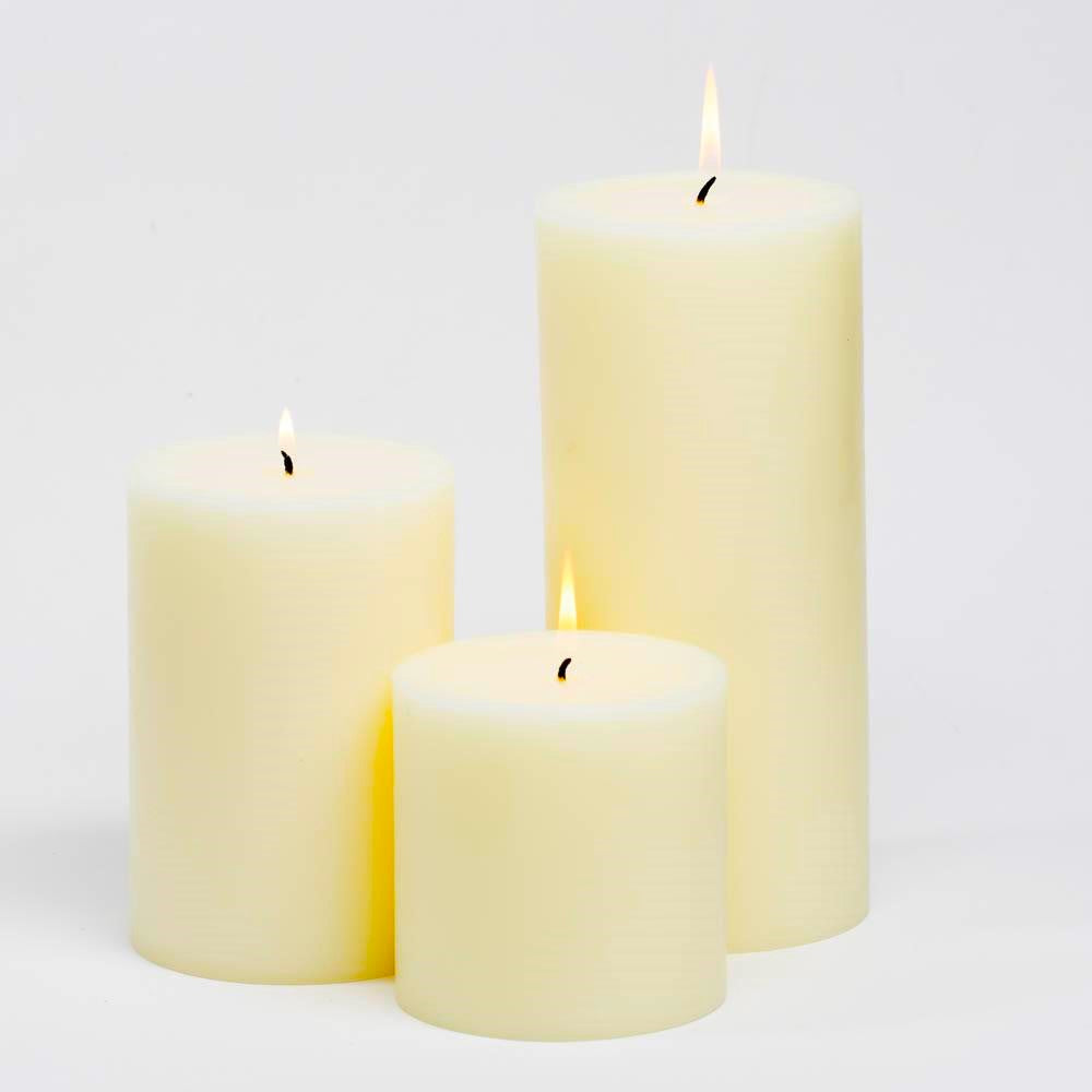 Richland Pillar Candles 4 x4", 4"x6" & 4"x9" Ivory Set of 3