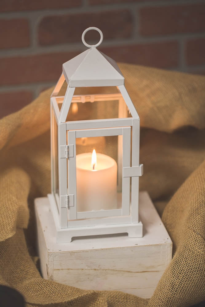 richland white contemporary metal lantern with clear glasses small - view 2