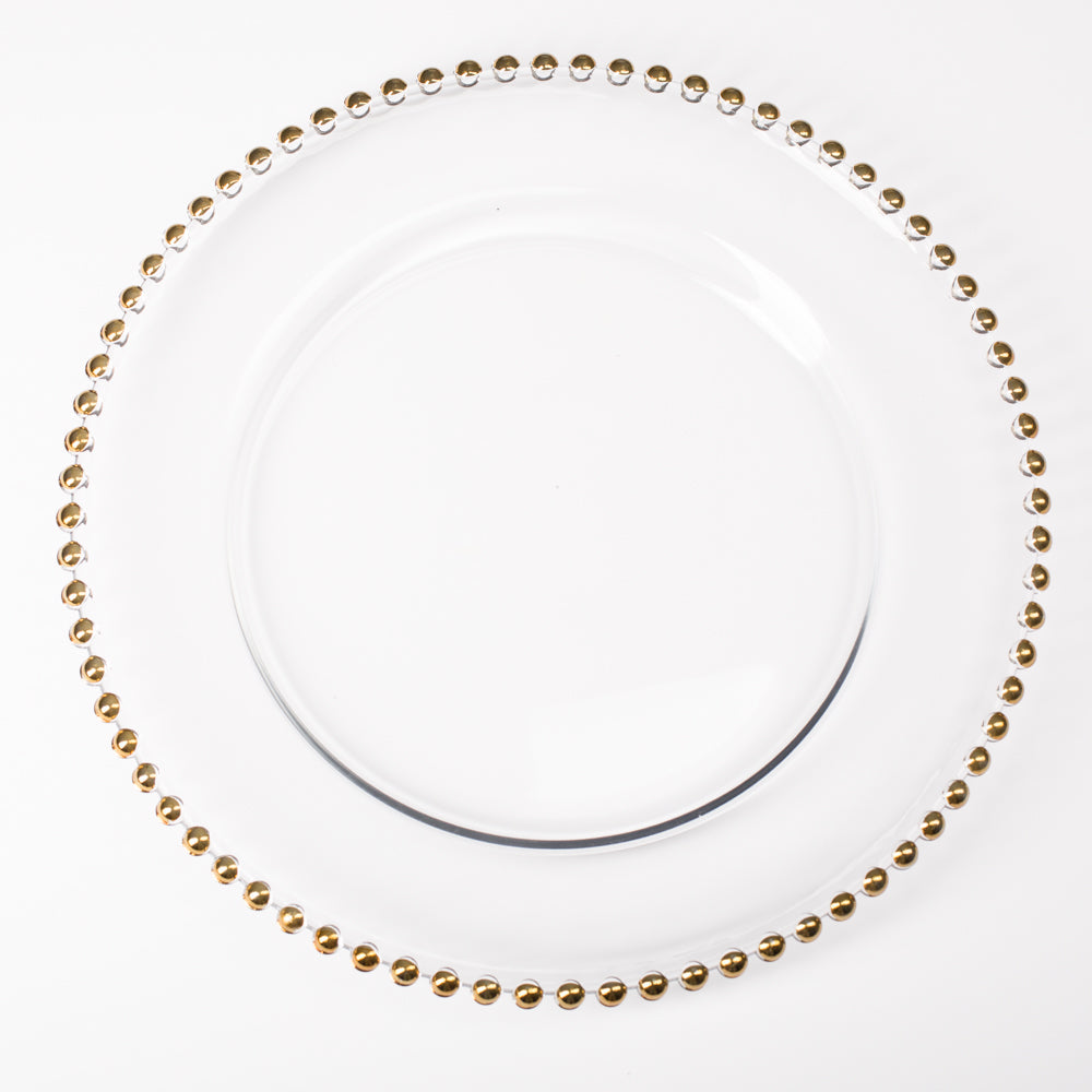 richland 13 gold beaded glass charger plate set of 12 - view 1