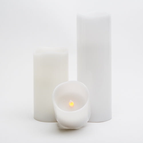 richland led wavy top pillar candle white 3x9 - view 3