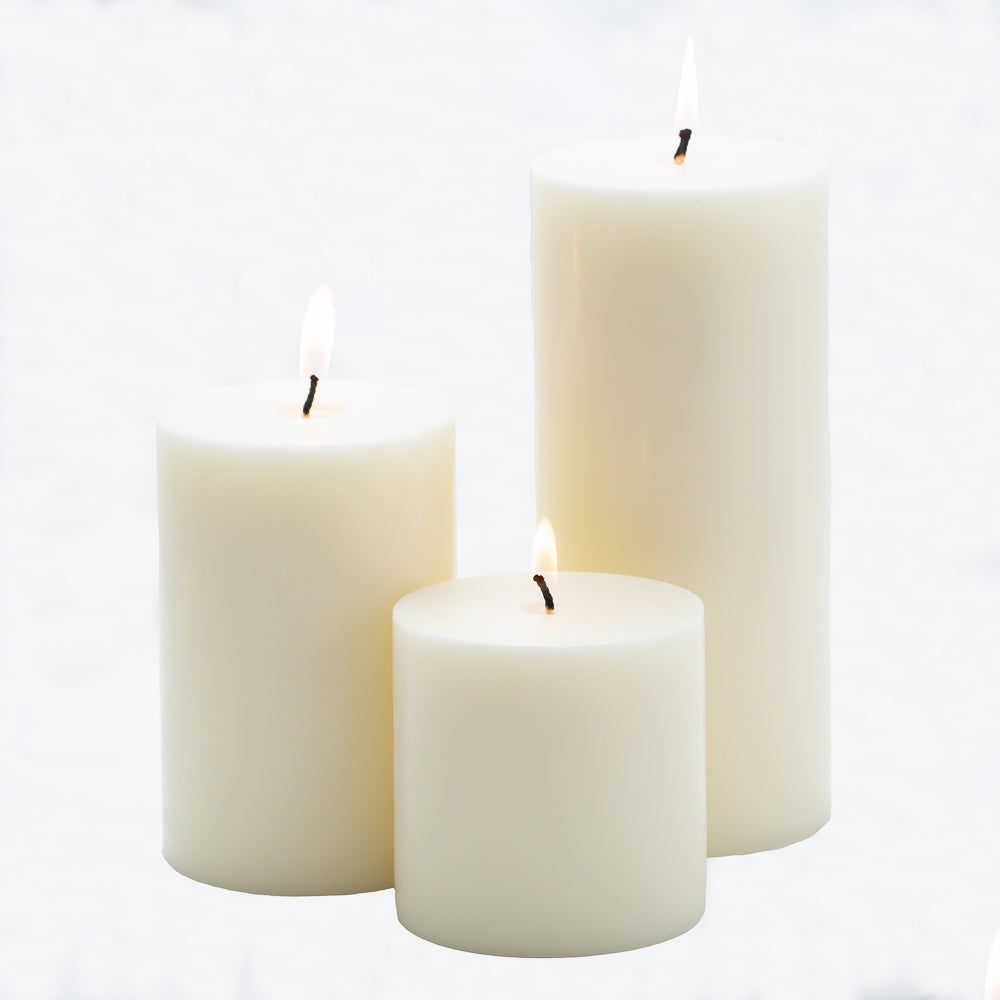 richland pillar candles 4 x4 4 x6 4 x9 light ivory set of 3 - view 1