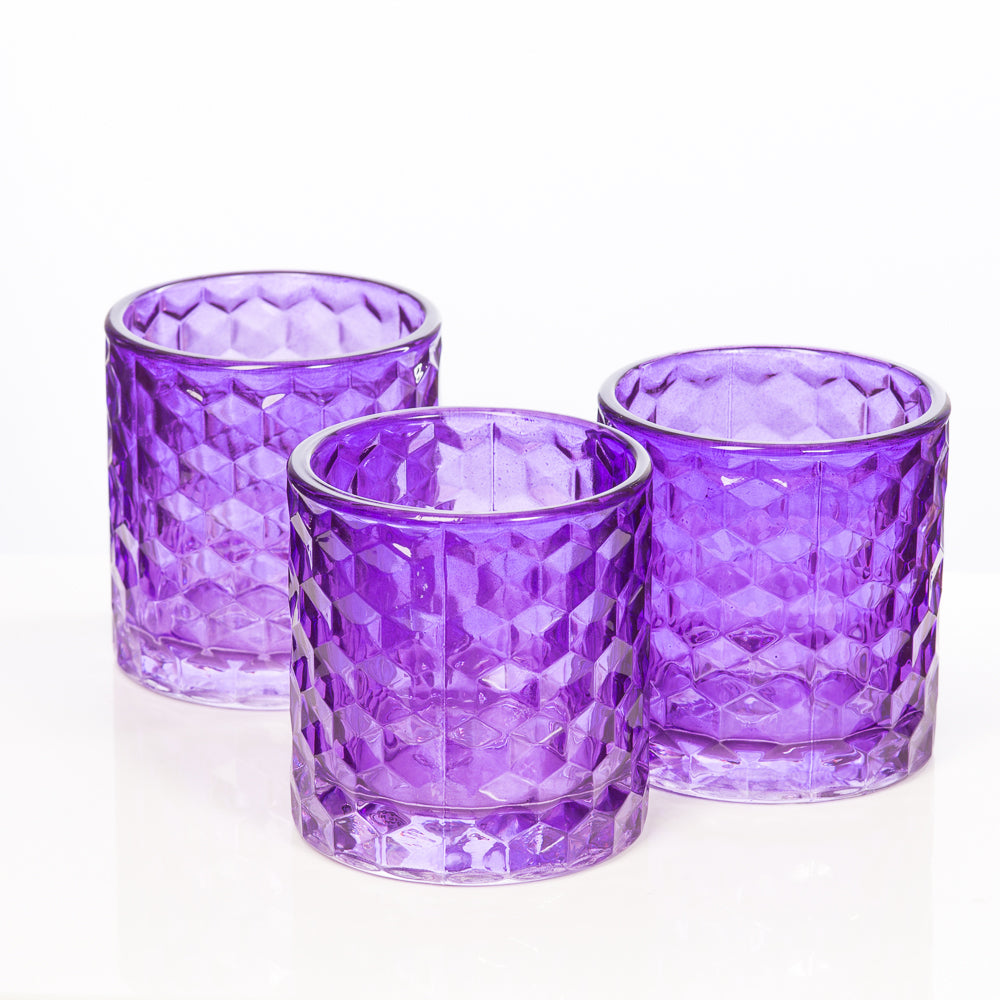 richland purple chunky honeycomb glass votive tealight holder set of 6 - view 1
