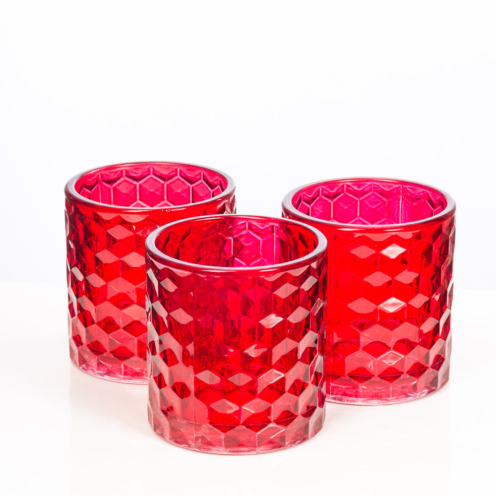 richland red chunky honeycomb glass votive tealight holder set of 12 - view 1