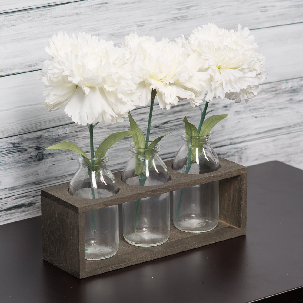 Richland Vintage Milk Bottle Vases With Wooden Stand Set of 6 - view 4