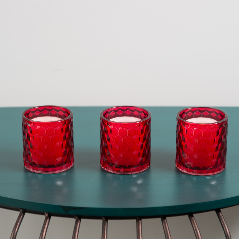 Richland Red Chunky Honeycomb Glass Votive & Tealight Holder Set of 12 - view 2