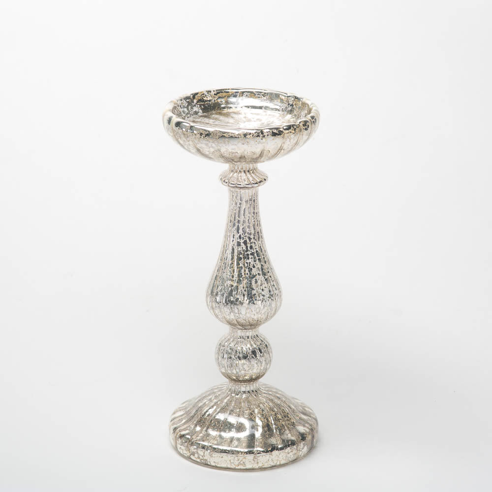 Richland Ribbed Unique Mercury Glass Pillar Candle Holder Set of 3 - view 6