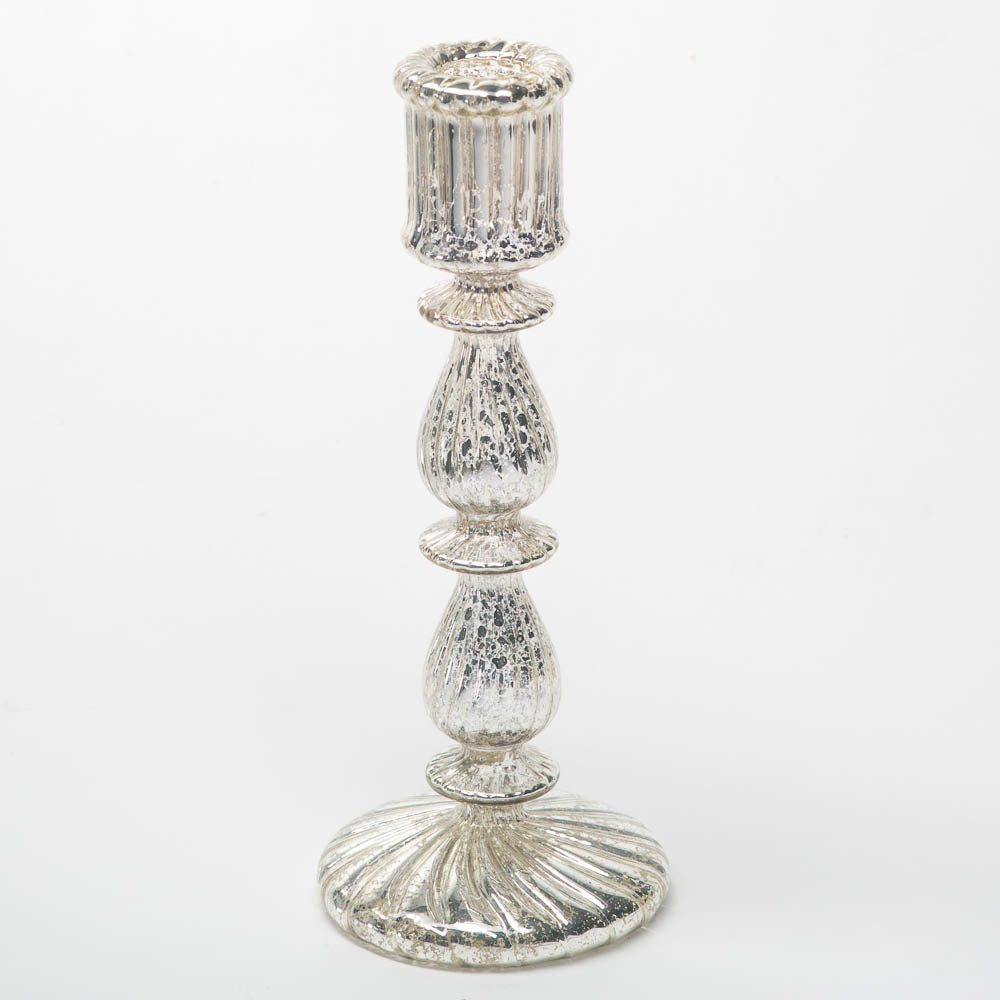 Richland Ribbed Unique Mercury Glass Taper Candle Holder Set of 3 - view 5